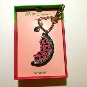 Betsey Johnson Rhinestone Watermelon Key Chain Bag Charm New